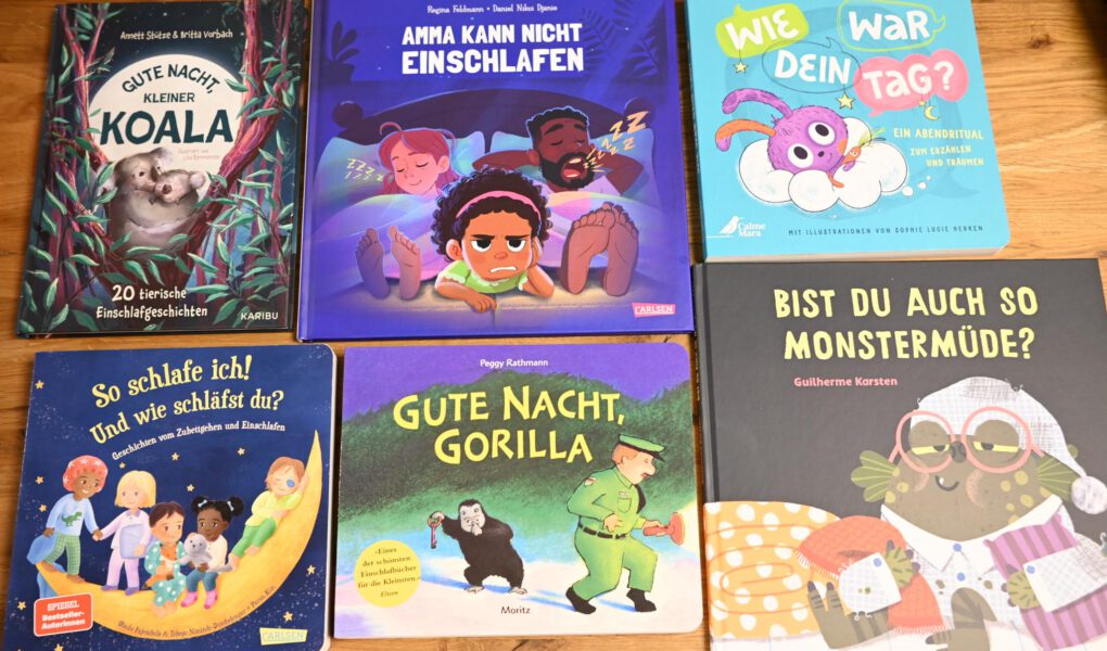 Übersicht verschiedener Kinderbücher zum Thema Einschlafen
