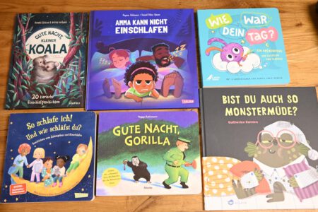 Übersicht verschiedener Kinderbücher zum Thema Einschlafen