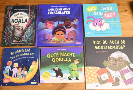 Übersicht verschiedener Kinderbücher zum Thema Einschlafen