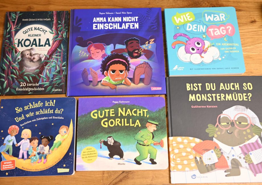 Übersicht verschiedener Kinderbücher zum Thema Einschlafen